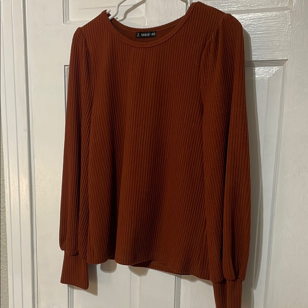 Women's Ribbed Rust Orange Top - Picture 4 of 6